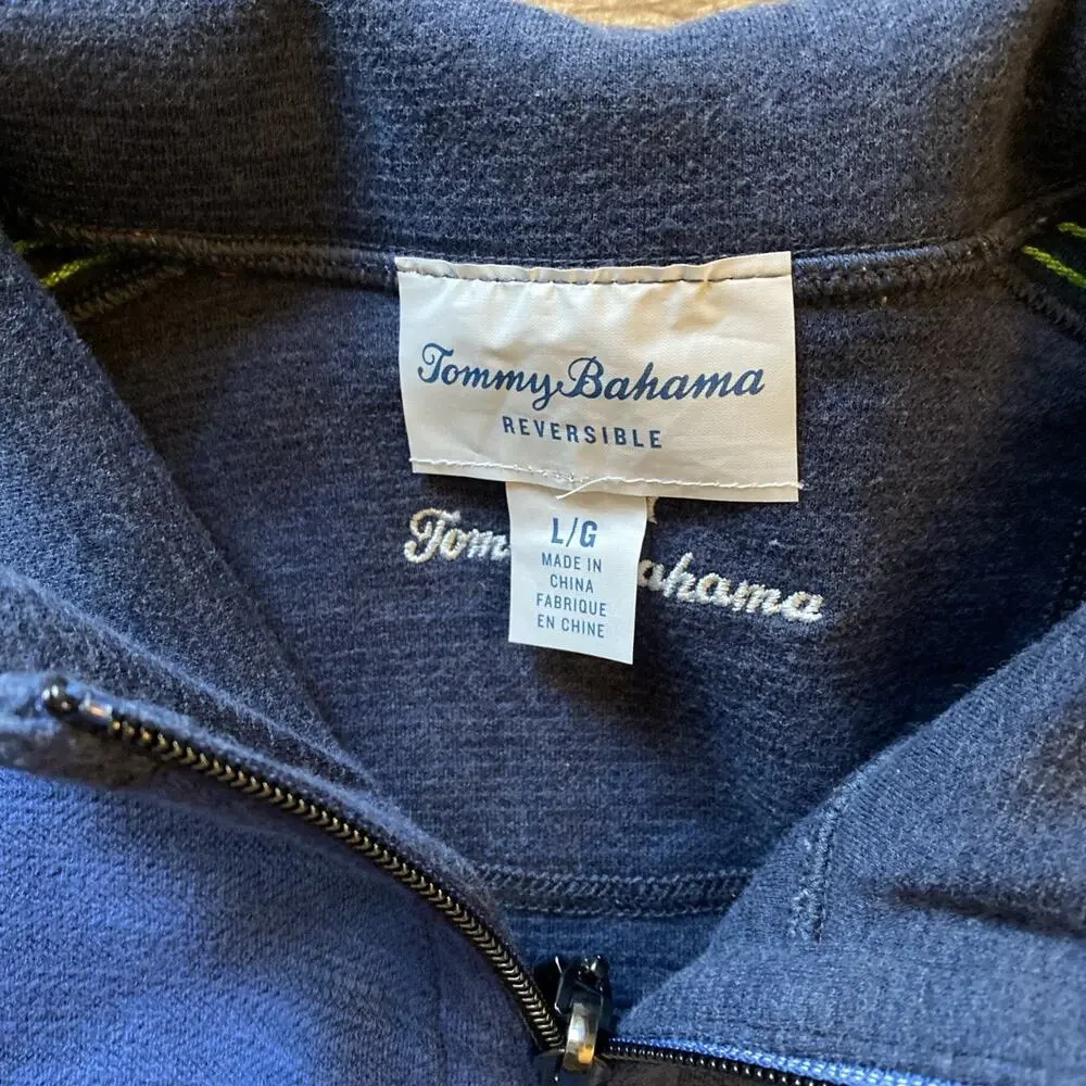 Tommy Bahama NFL Seattle Seahawks Blue Long Sleeve 1/4 Zip Sweater Reversible L